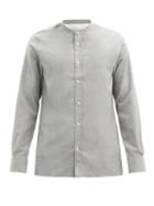 Matchesfashion.com Officine Gnrale - Gaston Stand-collar Cotton-blend Flannel Shirt - Mens - Grey