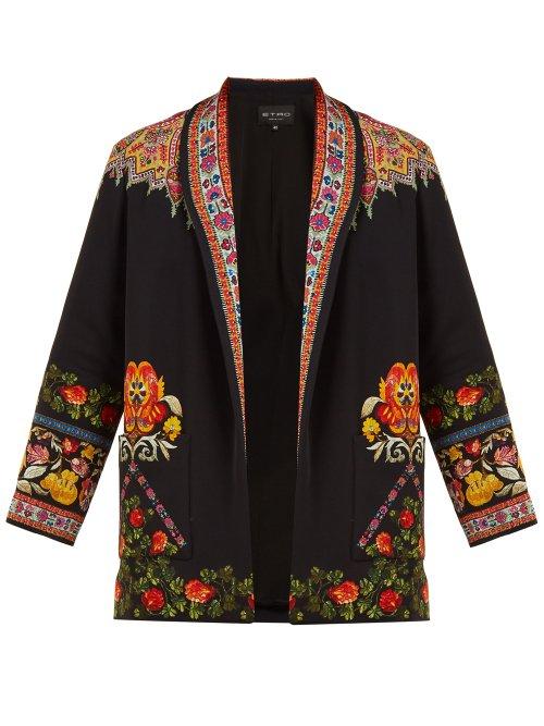Matchesfashion.com Etro - Itadaki Paisley Print Open Front Jacket - Womens - Black Multi