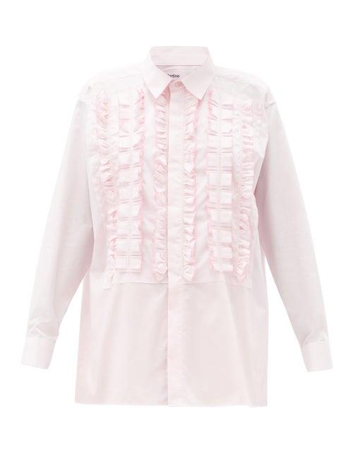 Matchesfashion.com Martine Rose - Element Ruffled-placket Cotton Shirt - Womens - Pink