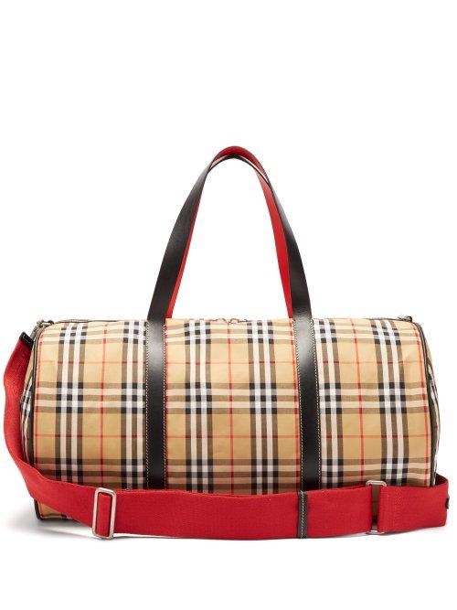 Matchesfashion.com Burberry - Vintage Check Leather Weekend Bag - Mens - Beige Multi