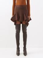 Givenchy - Ruffled Flared-hem Jersey Mini Skirt - Womens - Brown