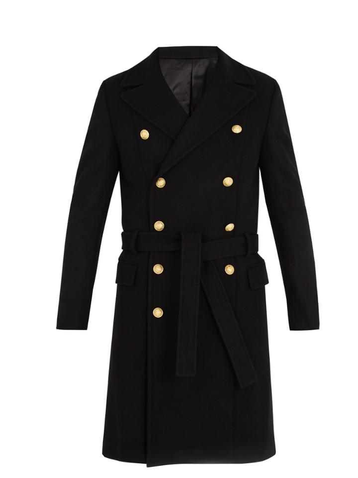 Balmain Double-breasted Wool-blend Military Coat