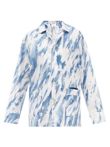 Umitxfrs - Getty Brushstroke-print Cotton-poplin Pyjama Shirt - Mens - Blue White