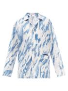 Umitxfrs - Getty Brushstroke-print Cotton-poplin Pyjama Shirt - Mens - Blue White
