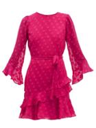 Matchesfashion.com Saloni - Marissa Ruffled Polka Dot Silk Blend Mini Dress - Womens - Pink