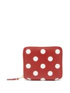 Matchesfashion.com Comme Des Garons Wallet - Polka-dot Leather Zip Wallet - Womens - Red Multi