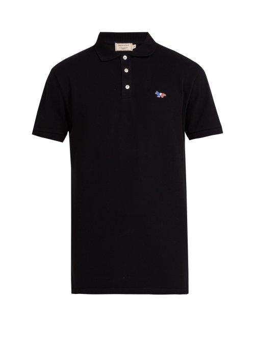 Matchesfashion.com Maison Kitsun - Logo Appliqu Cotton Piqu Polo Shirt - Mens - Black