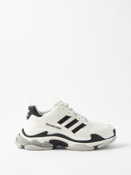 Balenciaga - X Adidas Triple S Faux-leather Trainers - Mens - Grey