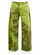 Matchesfashion.com Marques'almeida - Tie Dye Wide Leg Jeans - Mens - Green