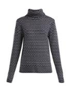 Matchesfashion.com Perfect Moment - Chevron Knit Roll Neck Wool Sweater - Womens - Navy White