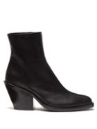 Matchesfashion.com Ann Demeulemeester - Slanted Heel Leather Ankle Boots - Womens - Black
