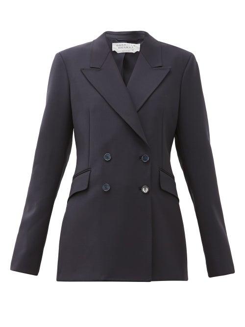 Matchesfashion.com Gabriela Hearst - Angela Double-breasted Wool-blend Jacket - Womens - Navy
