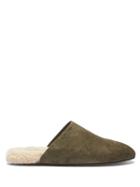 Matchesfashion.com Inabo - Slider Suede And Shearling Slippers - Mens - Khaki