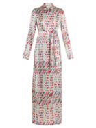 Matchesfashion.com Galvan - Andina Llama Print Silk Satin Shirtdress - Womens - White Multi
