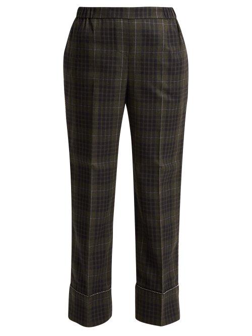Matchesfashion.com No. 21 - Crystal Embellished Checked Cropped Trousers - Womens - Green Multi