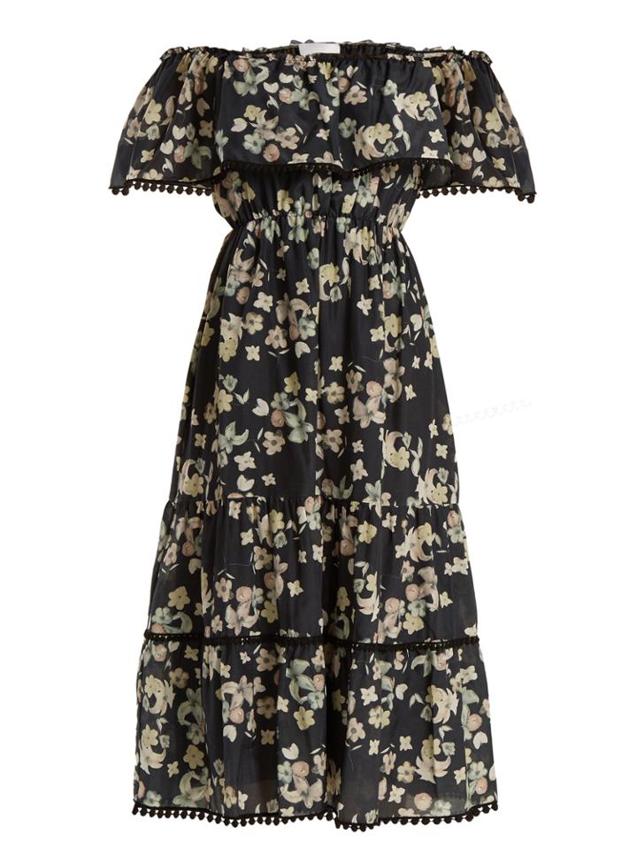 Athena Procopiou Wild Grace Off-the-shoulder Cotton-blend Dress
