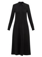 Totme - Flared Crinkled-crepe Shirt Dress - Womens - Black