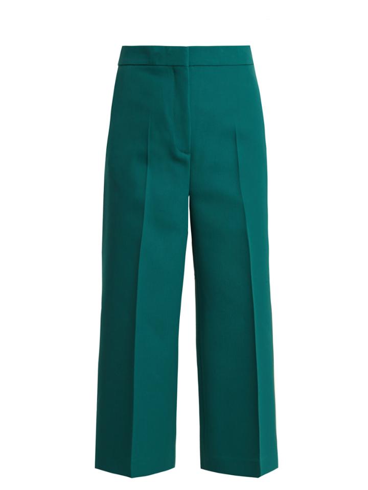 Rochas High-rise Wide-leg Cropped Wool Trousers