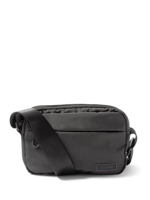 Ganni - Quilted Recycled-fibre Cross-body Bag - Womens - Black
