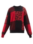 Sacai - Patchwork Cotton-blend Sweater - Mens - Red