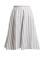 Matchesfashion.com Thierry Colson - Biarritz Spunga Striped Linen Blend Skirt - Womens - Blue Stripe