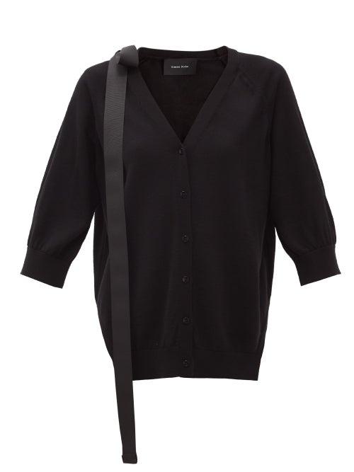 Matchesfashion.com Simone Rocha - Bow-tied Jersey Cardigan - Womens - Black