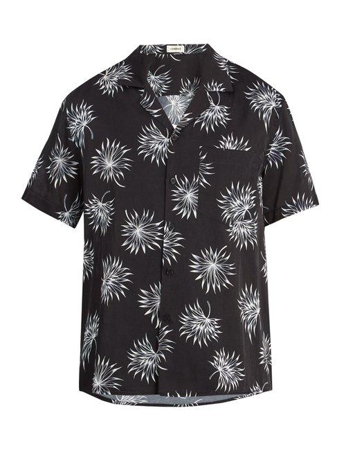 Matchesfashion.com Commas - Palm Tree Print Silk Blend Shirt - Mens - Navy Multi