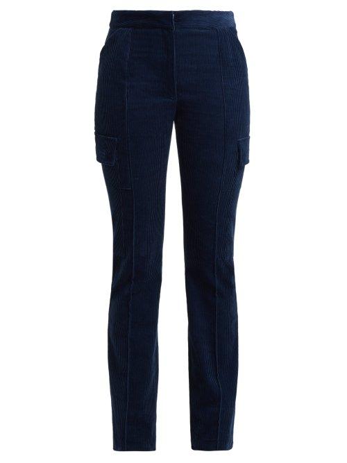 Matchesfashion.com Stella Mccartney - Slim Fit Cotton Corduroy Trousers - Womens - Blue