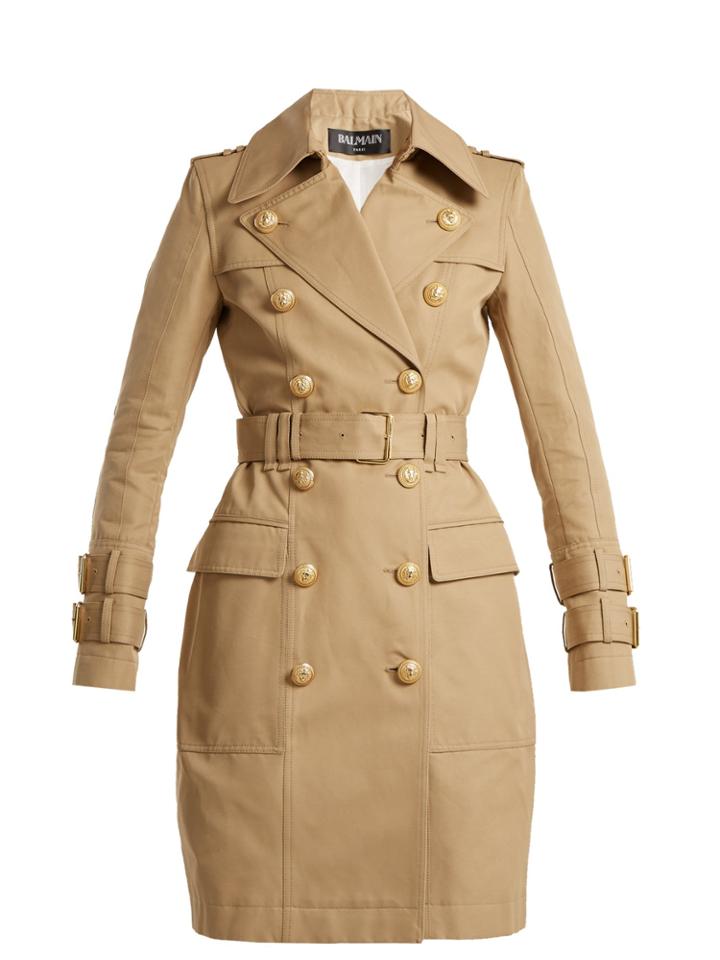Balmain Notch-lapel Gabardine Trench Coat