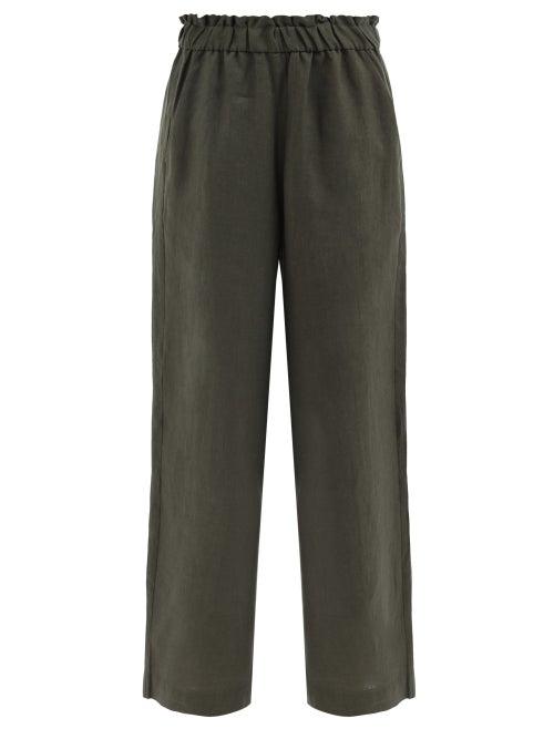 Casa Raki - Natalia Organic-linen Wide-leg Trousers - Womens - Khaki