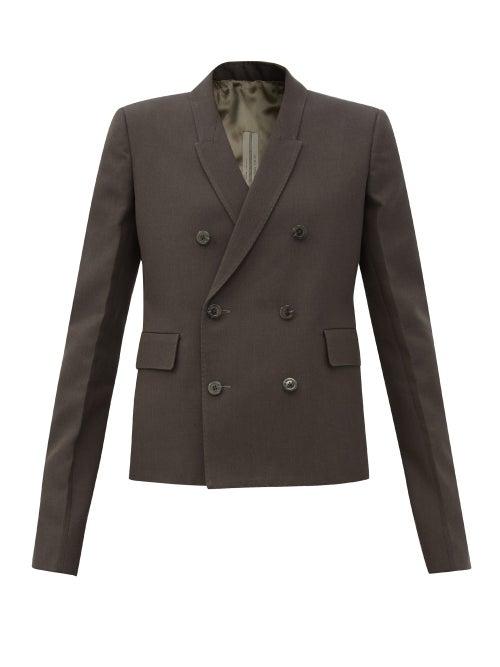 Matchesfashion.com Rick Owens - Double-breasted Crepe Jacket - Womens - Grey