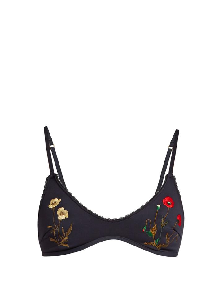Stella Mccartney Botanical-embroidered Bikini Top
