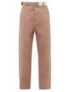Matchesfashion.com Rochas - Belted Cotton Straight Leg Trousers - Mens - Beige