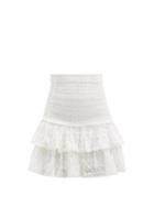 Matchesfashion.com Isabel Marant Toile - Tinaomi Shirred Tiered Cotton-voile Mini Skirt - Womens - White
