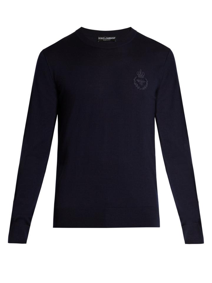 Dolce & Gabbana Crown And Bee-embroidered Wool Sweater