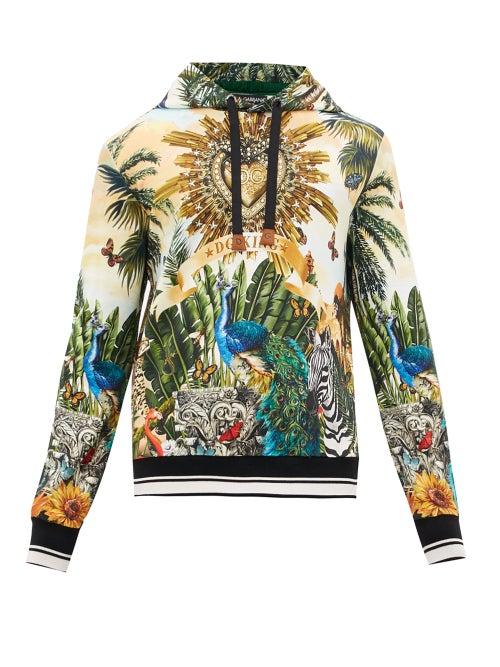 Matchesfashion.com Dolce & Gabbana - Tropical Latino Print Cotton Hooded Sweatshirt - Mens - Multi