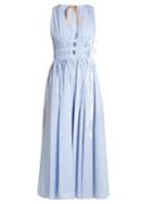 No. 21 Stripe-print Gathered Cotton Dress