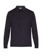 Matchesfashion.com Tomas Maier - Long Sleeved Cotton Polo Shirt - Mens - Navy
