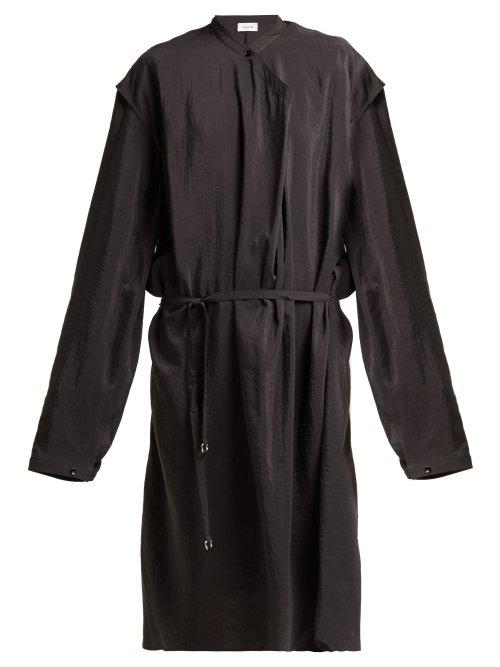 Matchesfashion.com Lemaire - Wrap Style Hammered Silk Blend Dress - Womens - Dark Grey