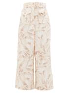 Matchesfashion.com Zimmermann - Super Eight Foliage-print Linen Trousers - Womens - Cream Print