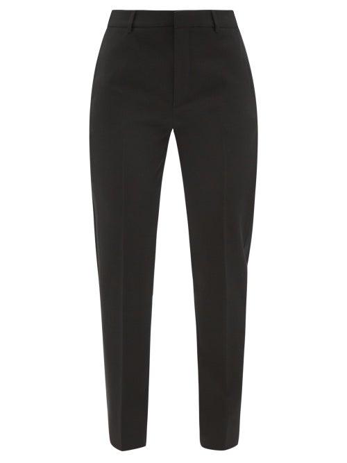 Saint Laurent - Grain De Poudre Slim-leg Tuxedo Trousers - Womens - Black