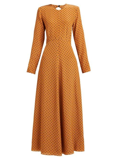Matchesfashion.com Raey - Tie Back Polka Dot Silk Dress - Womens - Tan Print