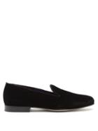 Mens Shoes Ralph Lauren Purple Label - Alonzo Cotton-velvet And Leather Slippers - Mens - Black