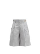 Matchesfashion.com Umit Benan B+ - Richard Pleated Silk Suit Shorts - Womens - Light Blue