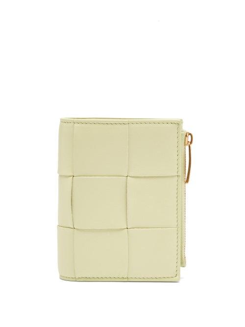 Bottega Veneta - Cassette Intrecciato-leather Bi-fold Wallet - Womens - Yellow