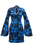 Matchesfashion.com Richard Quinn - Crystal-embellished Floral-print Satin Mini Dress - Womens - Blue Print