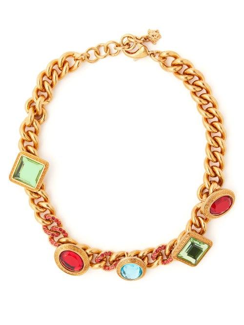 Matchesfashion.com Versace - Crystal Embellished Chain Necklace - Womens - Multi