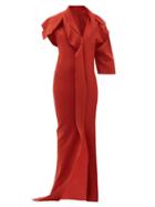 Matchesfashion.com Rick Owens - Patti Asymmetric Cut Out Knitted Maxi Dress - Womens - Red