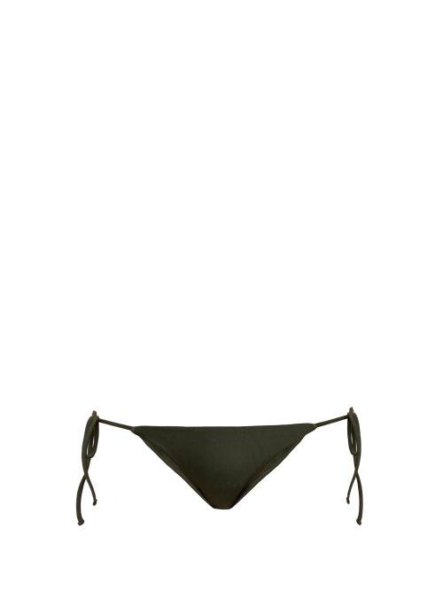 Matchesfashion.com Matteau - The String Side Tie Bikini Briefs - Womens - Dark Green