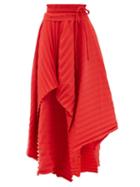 A.w.a.k.e. Mode - Asymmetric Pleated Crepe Skirt - Womens - Red